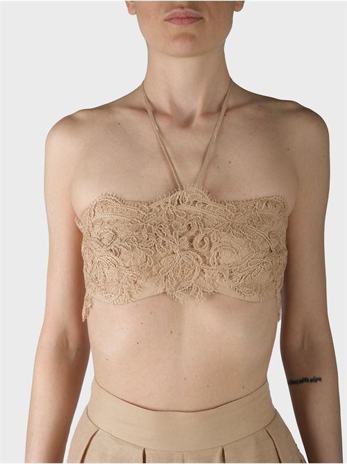 Top in lino con applicazione in pizzo ERMANNO SCERVINO | D464Y600NZB51309